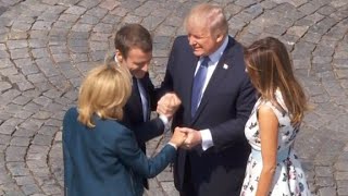 Trumps neverending handshake with Macron [upl. by Zimmer]