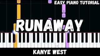 Kanye West  Runaway Easy Piano Tutorial [upl. by Weidar230]