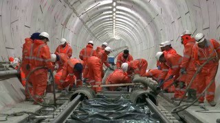 Crossrail Railway Systems First permanent tracks laid in the Crossrail tunnels [upl. by Aylward]