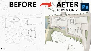 How to Render Architecture Floor Plans in 10 Minutes Using Photoshop [upl. by Dalila164]