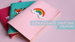 Gökkuşağı Defter Yapımı  KENDİN YAP  DIY  Rainbow Notebook [upl. by Ynohtnaluap]