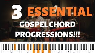 3 BASIC GOSPEL CHORD PROGRESSIONS  Beginners Piano Tutorial [upl. by Kina]