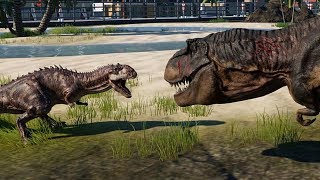 TRex vs 2 Majungasaurus  Jurassic World Evolution 4K 60FPS [upl. by Ettenahs]