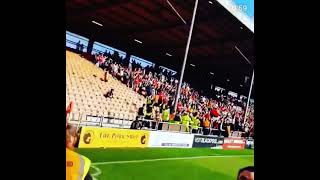 Blackpool Fans throwing pyros at Barnsley fans [upl. by Fabiano]