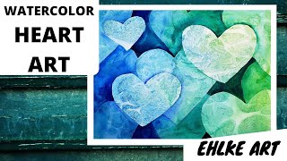 Watercolor HEART Art  Learn Negative Painting [upl. by Atalanti443]