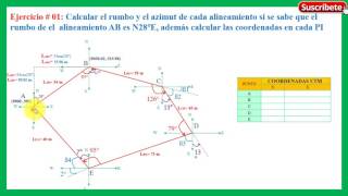 Ejem01 Rumbo Azimut y Coordenadas 33Cálculo de COORDENADAS [upl. by Placia486]
