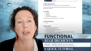 Functional Requirements and Specifications A Quick Tutorial [upl. by Heer]