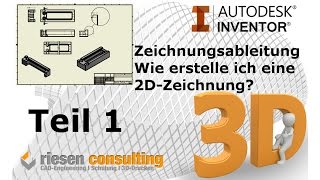 Inventor 2DZeichnungsableitung Zeichnung erstellen Teil 1 Grundlagen CAD Deutsch Schulung Training [upl. by Nuriel]