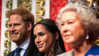 Meghan Markle and Prince Harry waxworks separated from royal set at Madame Tussauds [upl. by Atnas]