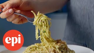 Pasta with 15Minute Garlic Oil and Anchovy Sauce  Epicurious [upl. by Airetnuhs]