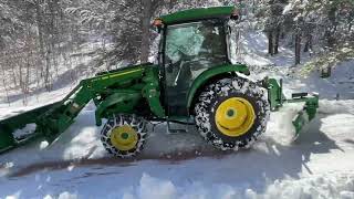 Plowing Snow  John Deere 4066R  Front amp Rear Blade [upl. by Kcid]