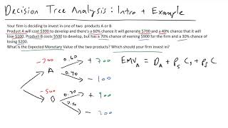 Decision Tree Analysis  Intro and Example with Expected Monetary Value [upl. by Acinad87]