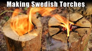 Swedish Torches  3 Styles of 1 log fire [upl. by Asyral]