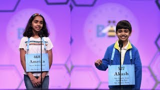 Scripps National Spelling Bee 2019 I Round 2 I Akash and Amrita Vukoti [upl. by Ecidnac]