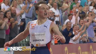 Karsten Warholm breaks 29year mens 400m hurdles world record  NBC Sports [upl. by Ahsekat]