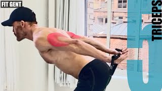 5 RESISTANCE BAND TRICEPS EXERCISES AND WHAT PART OF THE TRICEPS THEY TARGET  NO ATTACHING [upl. by Htebasil]