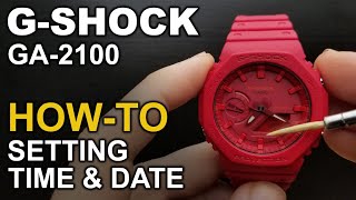 Gshock GA2100  Setting time and date Tutorial [upl. by Ahders204]