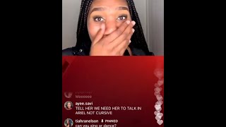 Tiahranelson Instagram Live  Girl sings M to the B in cursive [upl. by Nolyaj]