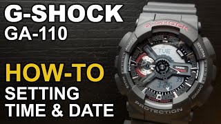 Gshock GA110  Setting time and date tutorial [upl. by Arahset]