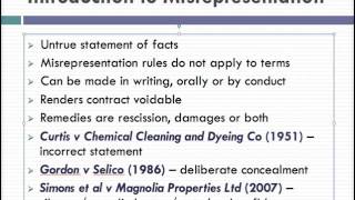 Misrepresentation Lecture 1 of 4 [upl. by Weidar]