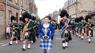 Drum Majors flourish during Huntly Pipe Bands 70th anniversary parade  Scotland Sept 2018 [upl. by Philbert41]