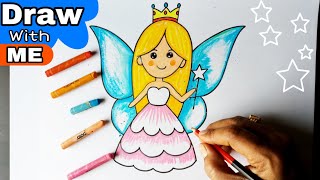 HOW TO DRAW A FAIRY WITH STEP BY STEP FOR KIDS [upl. by Ludlow]