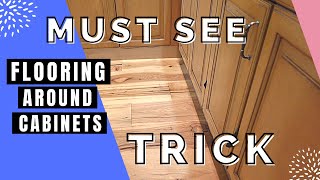 HOW TO FINISH WOOD VINY FLOORING IN KITCHENS amp BATH AROUND CABINETS TIPS amp TRICKS FOR BEGINNERS DIY [upl. by Odnaloy775]